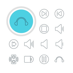 矢量图的 12 旋律图标。光盘，随后可编辑包 滞后和其他元素