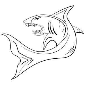 鱼水墨手绘水墨素描鲨鱼照片