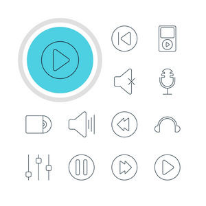 矢量图的 12 音乐图标。可编辑包迈克 滞后 Mp3 和其他元素