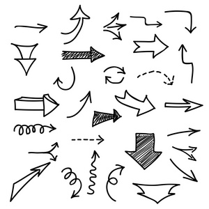 白色背景上的一组手绘箭头。