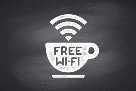 杯咖啡和文本免费 wifi 上网