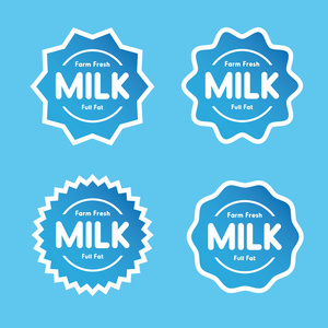 农场新鲜牛奶充满脂肪的标签集