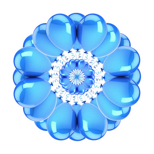 党气球作为抽象花蓝色。氦气球圆形装饰圆贺卡设计元素。3d 插图, 隔离