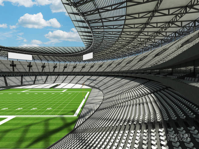 美丽的现代美式足球体育场与白色座椅为 10 万球迷