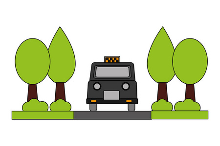 伦敦出租汽车与树植物