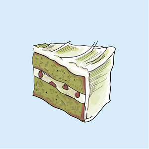 粉彩背景下的蛋糕切片