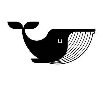 鲸鱼图标标志.大哺乳动物在水下.矢量图案照片