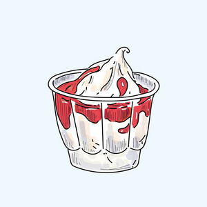 冰淇淋手在柔和的背景下写卡通片