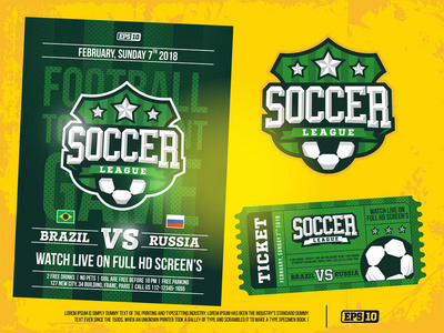 现代职业体育设计海报与足球锦标赛标志