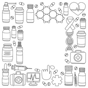 药剂业及医学涂鸦矢量图片