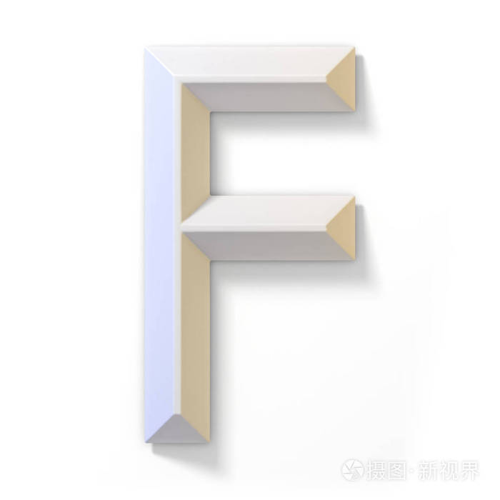 在白色背景上隔离的白色尺寸字体字母 f 3d 渲染插图