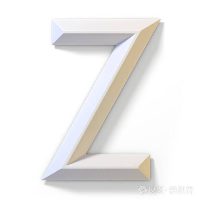 白色尺寸字体字母 z 3d 渲染插图在白色背景上被隔离