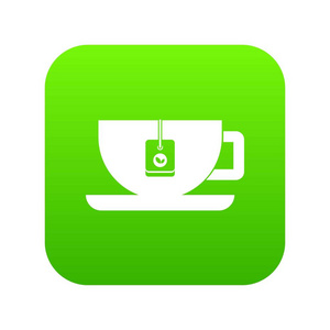 杯茶配茶袋图标数字绿色