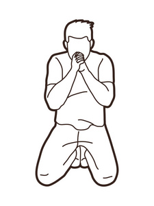 祈祷, 基督教祈祷卡通图形矢量