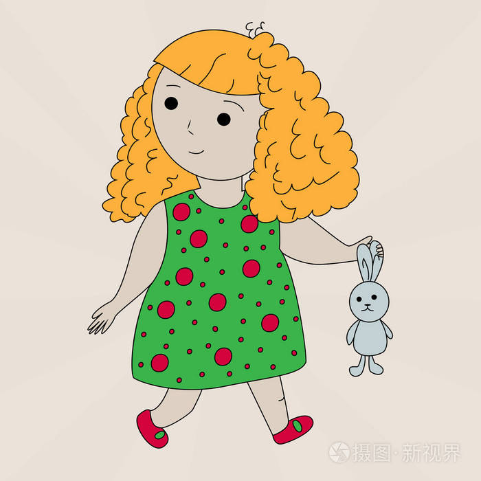 矢量剪贴画卡通小女孩.儿童 t恤图形.记事本的封面模板