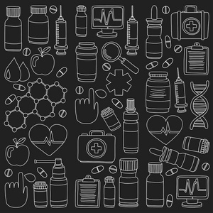 药剂业及医学涂鸦矢量图片