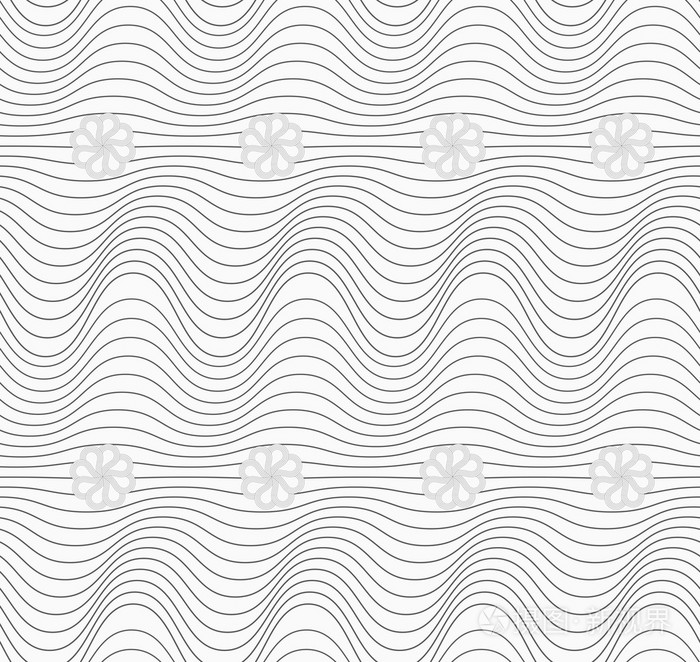 带有花的灰色不规则波浪的阴影