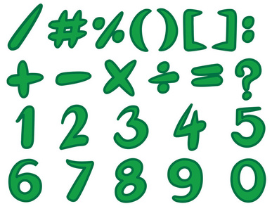 数字和简单的标志，在绿色的颜色
