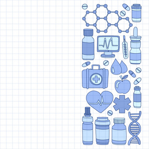 药剂业及医学涂鸦矢量图片