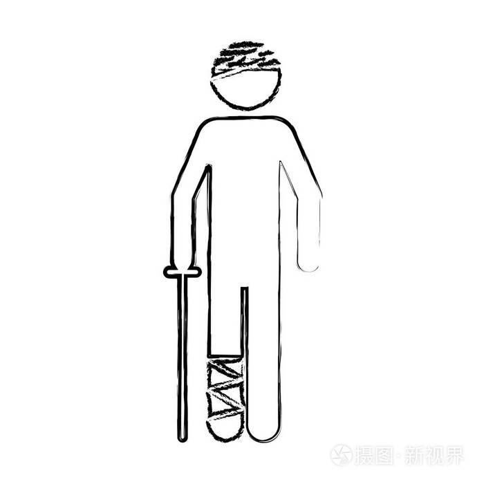 模糊的轮廓象形绷带病人图标平插画-正版商用图片0r6xtz-摄图新视界