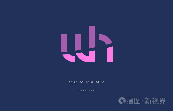 wh w h 粉色蓝色字母字母标志图标
