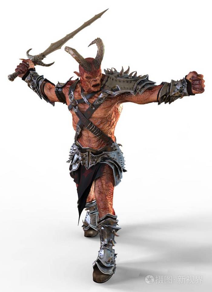 3d 例证恶魔妖怪被隔绝在白色背景
