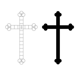背景矢量插图上的基督教十字图标拉丁十字图标