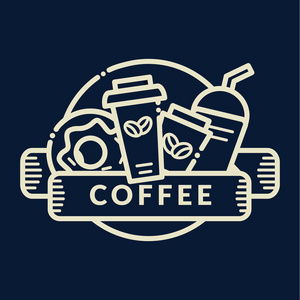 咖啡的徽章 标签 标志 图标