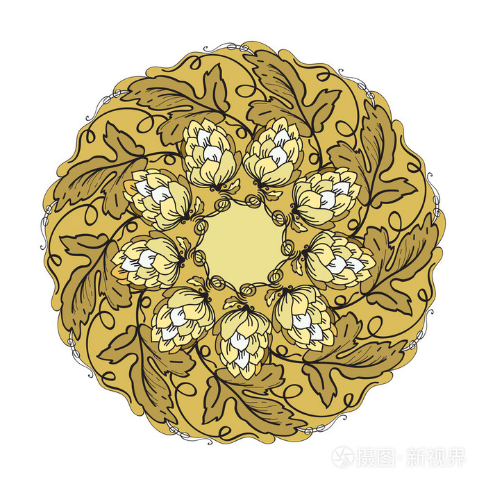 手与跳花卉装饰画的曼荼罗