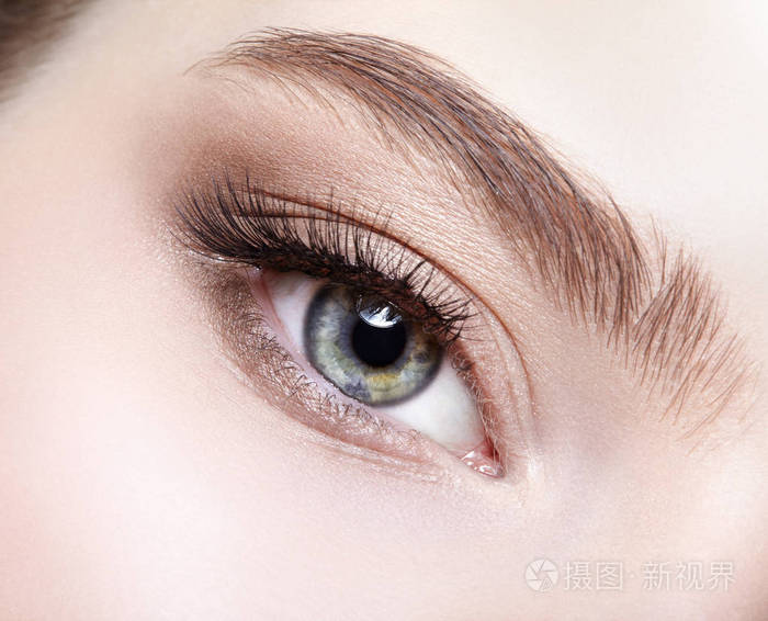 女性的眼睛区和眉毛一天化妆