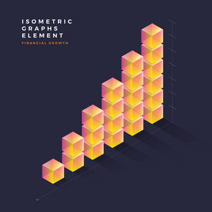 图形对象图表向量元素表示图形, 数据和图的统计。3d 等距设计