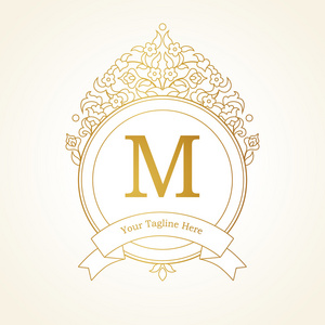 线条艺术矢量复古风格维多利亚斯瓦什元素.