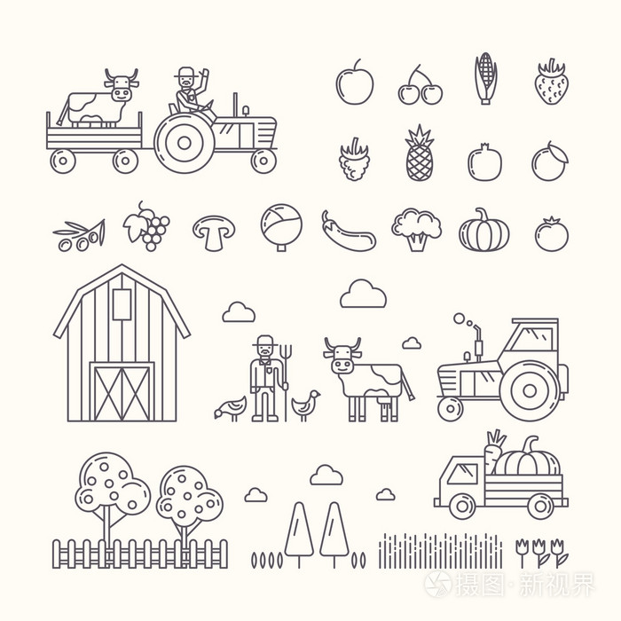 矢量图的有机农场插画-正版商用图片0r7paf-摄图新视界