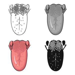 人类的舌头在白色背景上孤立的卡通风格的图标。人体器官符号股票矢量图