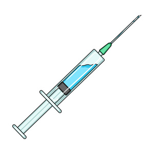 注射器与医学.医学的卡通风格矢量符号股票图 web 的单个图标照片