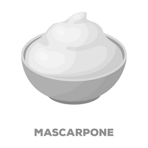 Mascarpone.Different 类型的奶酪的黑色风格矢量符号股票图 web 的单个图标