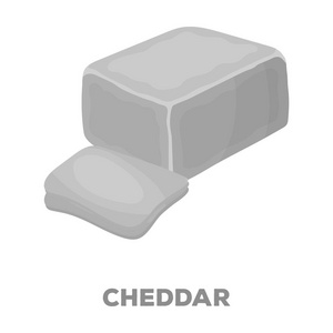 Cheddar.Different 类型的奶酪的黑色风格矢量符号股票图 web 的单个图标