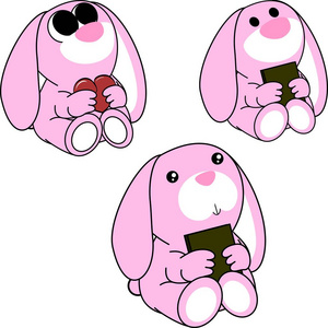可爱可爱的小兔子卡通设置图片