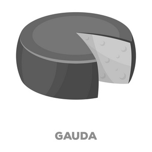 Gauda.Different 类型的奶酪的黑色风格矢量符号股票图 web 的单个图标