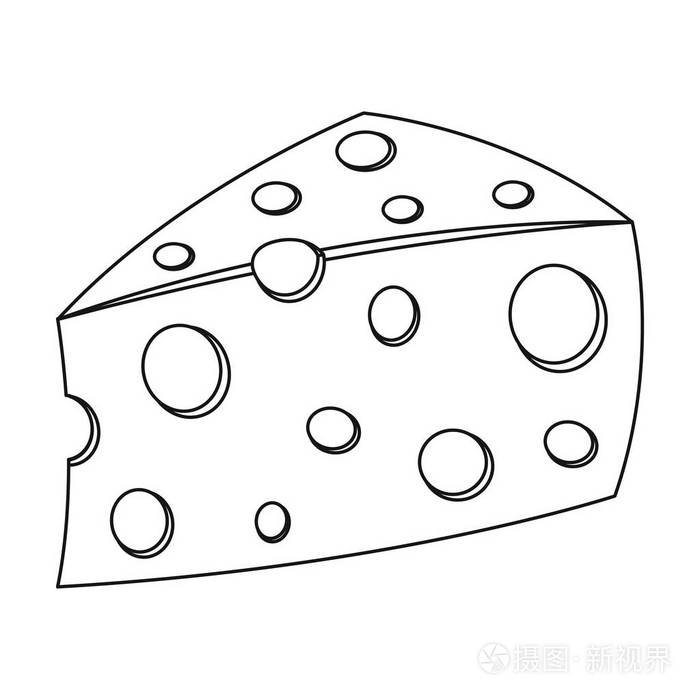 different 类型的奶酪的黑色风格矢量符号股票图 web 的单个图标插画