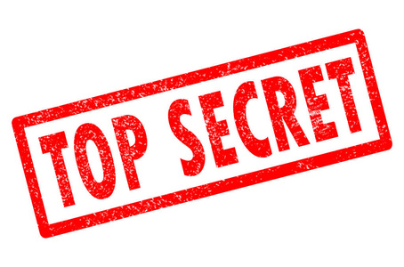 披露邮票白色背景上的绝密图章. 顶部秘密邮票标志照片