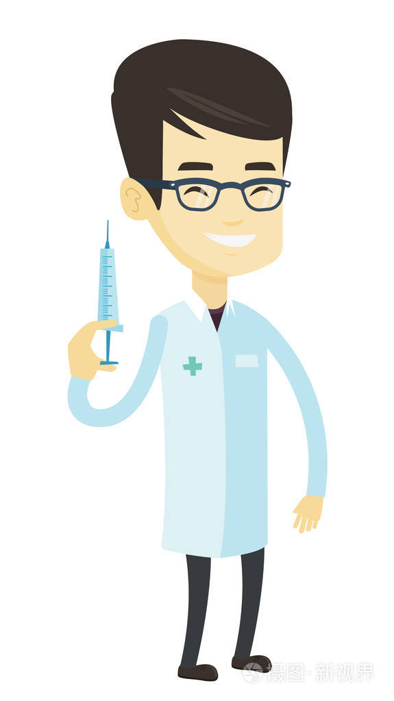 医生抱着注射器矢量图插画-正版商用图片0r8hzm-摄图新视界