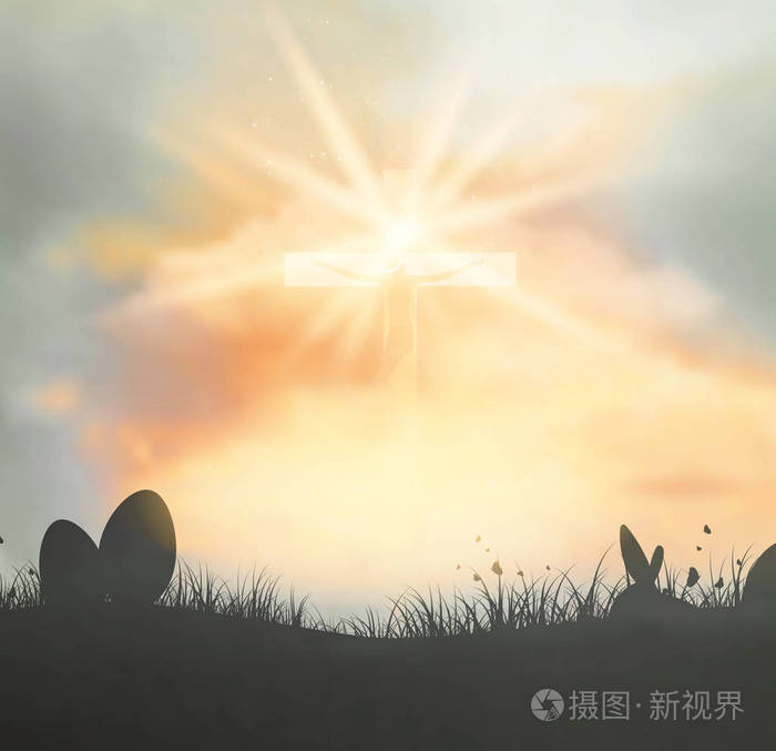 与耶稣和十字架的复活节背景