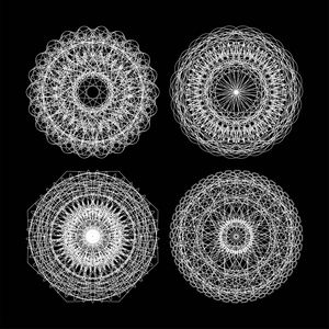圆圈花边装饰，圆观赏的几何图案，黑色和白色集合