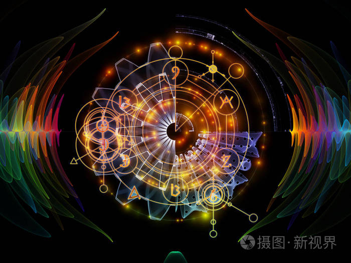 神圣几何线条,占星符号和灯光的构成, 适合于灵性,魔术和神秘主义项目