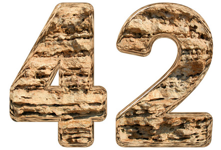 数字 42,四十二上白 天然石灰石,3d, 孤立照片