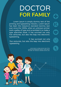 医生和家庭儿童保健背景海报。医生为家庭和孩子横幅, 布局模板, 封面, 广告, 海报