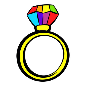环与彩虹的菱形图标，图标卡通