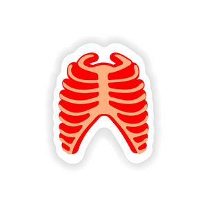 在白色背景骨肋骨上的贴纸