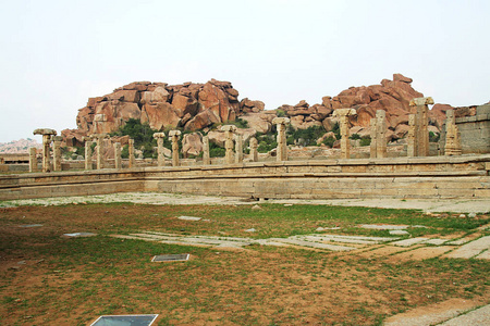 Vijayavithala 寺亨比卡纳卡印度亚洲等地的无屋顶和裸露柱子的石材画廊